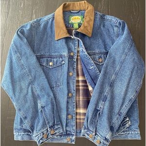 Men's Cabela's Flannel Lined Jean Jacket with Suede collar.